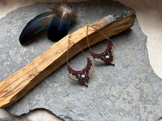 Ohrringe ‚Aenya‘ Makramee Larimar Schmuck