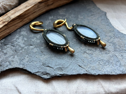 Selenit Makramee Ohr-Hänger