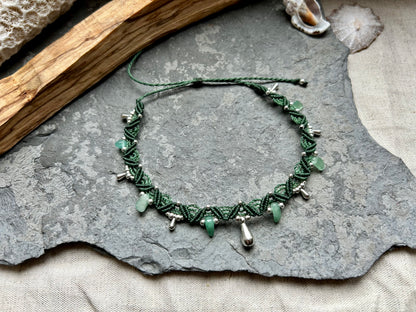 Fußkettchen ‚Nalaya‘ Makramee Aventurin Schmuck