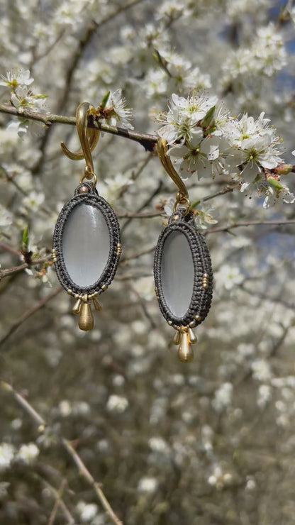 Selenit Makramee Ohr-Hänger